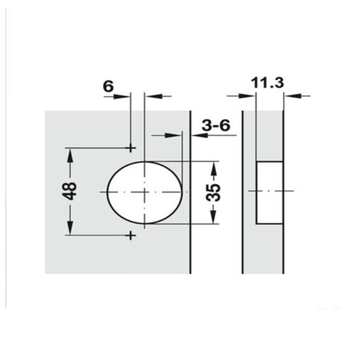 Kích thước bản lề trùm ngoài giảm chấn Metalla SM 110º Hafele 315.20.750