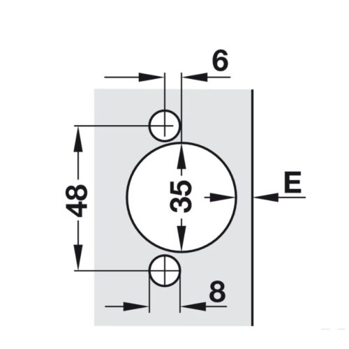 Bản lề trùm nửa không bật Metalla SM 110° Hafele 315.06.351 3 Kích thước khoan bản lề trùm nửa không bật Metalla SM 110° Hafele 315.06.351
