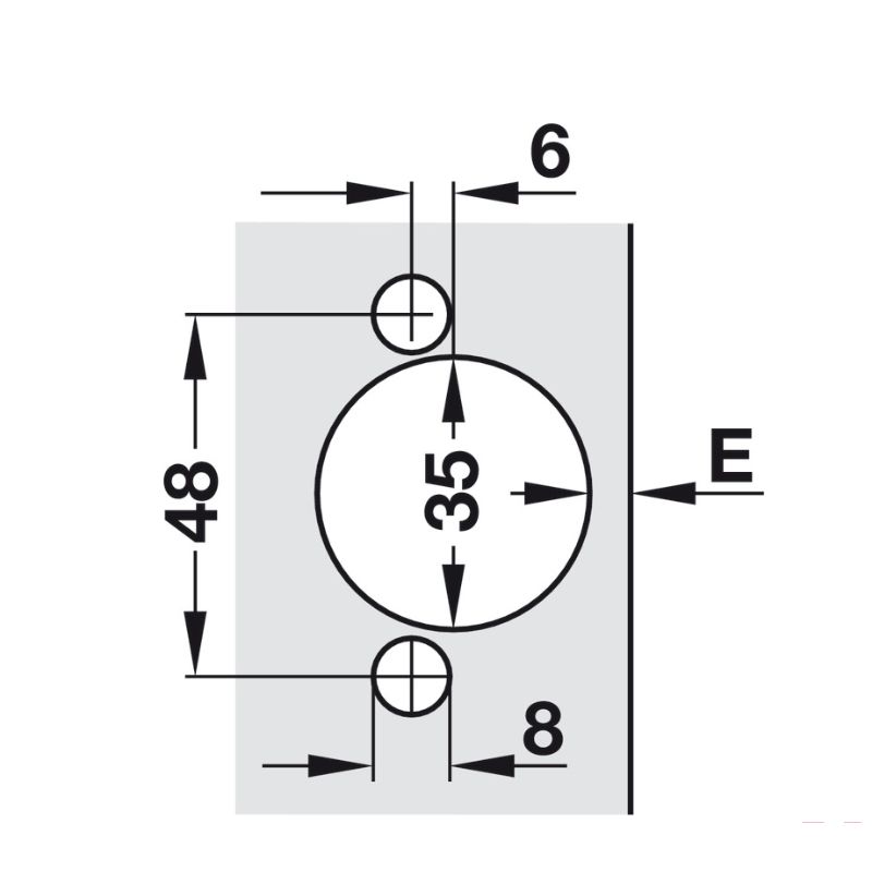 Kích thước khoan bản lề trùm nửa không bật Metalla SM 110° Hafele 315.06.351 Kích thước khoan bản lề trùm nửa không bật Metalla SM 110° Hafele 315.06.351