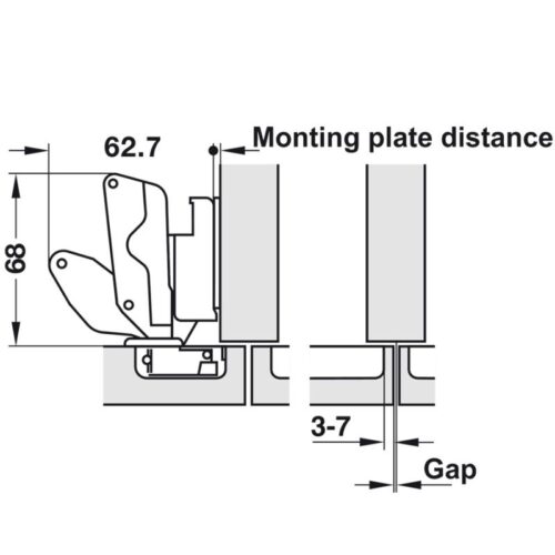 Bản lề Metalla A 165° trùm nửa Hafele 311.93.502 6 Chi tiết bản lề Metalla A 165° trùm nửa Hafele 311.93.502