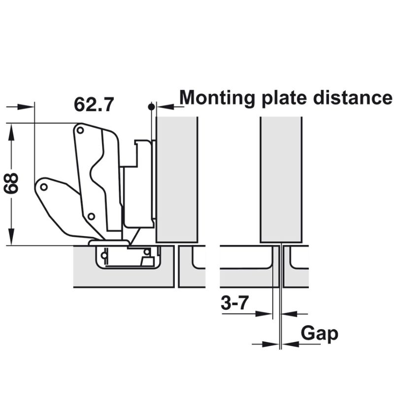 Chi tiết bản lề Metalla A 165° trùm nửa Hafele 311.93.502 Chi tiết bản lề Metalla A 165° trùm nửa Hafele 311.93.502