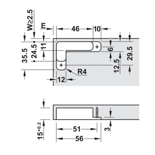 Kích thước bản lề âm 3 chiều Hafele 342.79.700-1