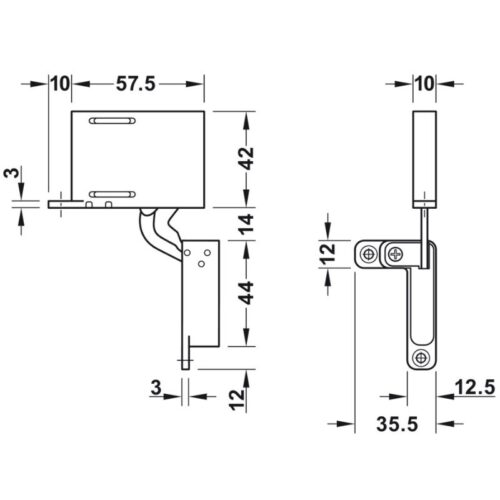 Kích thước bản lề âm 3 chiều Hafele 342.79.700
