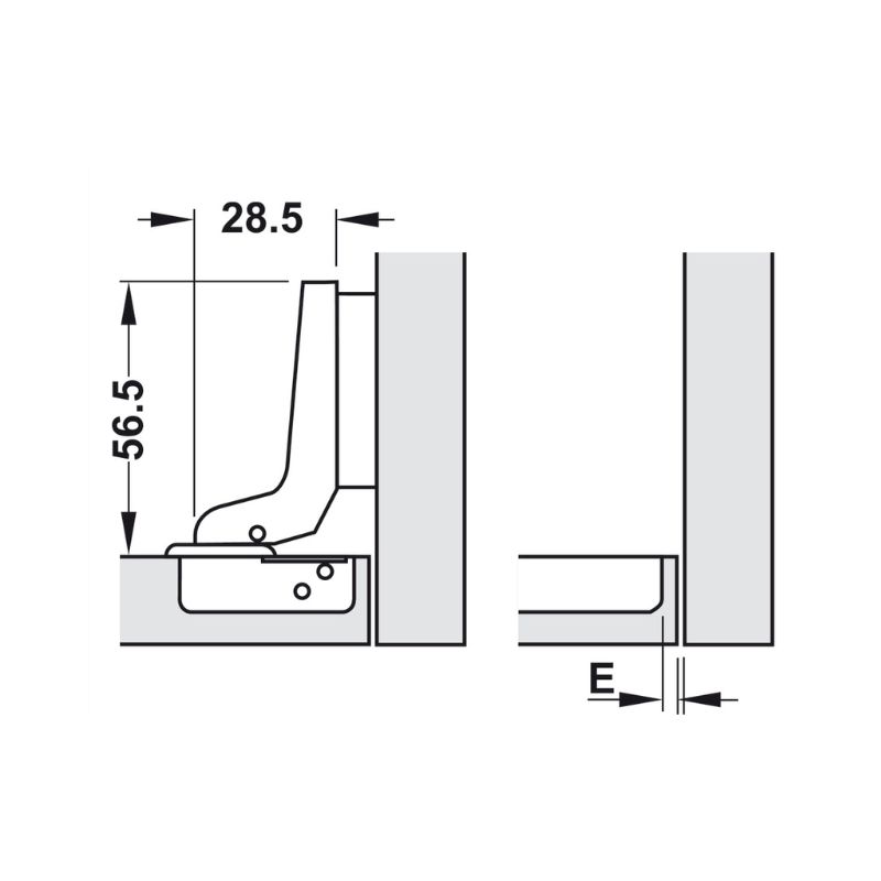 Kích thước bản lề lọt lòng Metalla A 110° không giảm chấn Hafele 311.01.079 Kích thước bản lề lọt lòng Metalla A 110° không giảm chấn Hafele 311.01.079