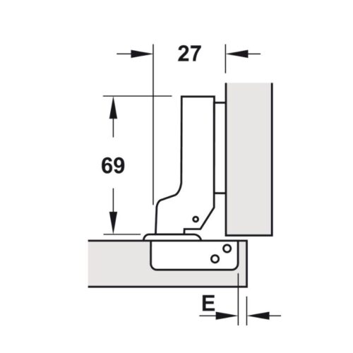 Kích thước bản lề Metalla SM 95° trùm nửa Hafele 308.03.004