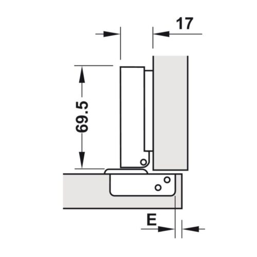 Kích thước bản lề trùm ngoài Metalla SM 95º Hafele 315.08.850