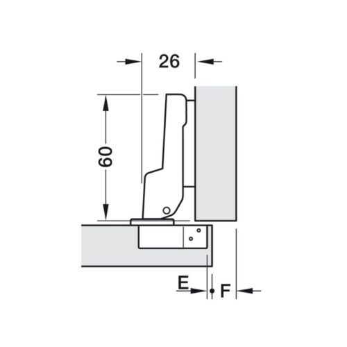 Kích thước bản lề trùm nửa Metalla A 110º Hafele 311.88.531