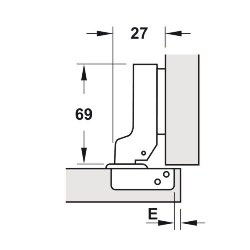 Kích thước bản lề trùm nửa Metalla SM 95º Hafele 315.08.851