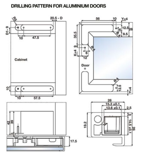 Bản lề tủ âm nhấn mở Hafele 329.97.820 3 Kích thước bản lề tủ âm nhấn mở Hafele 329.97.820