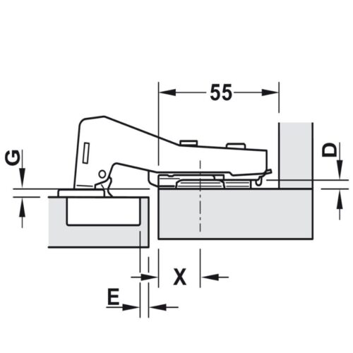 Kích thước bản lề tủ Metalla A 90º góc mù Hafele 311.83.901