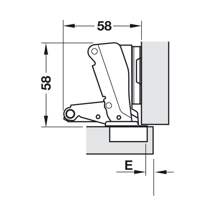 Kích thước chi tiết bản lề Metalla A 165° trùm nửa Hafele 311.93.502 Kích thước chi tiết bản lề Metalla A 165° trùm nửa Hafele 311.93.502
