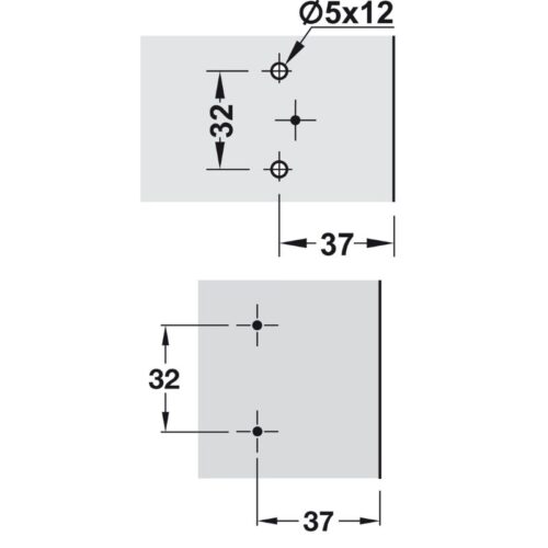 Kích thước đế bản lề Mettalla SM Hafele 311.71.540