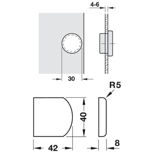 Kích thước nắp che chén bản lề mini A Hafele 311.43.230