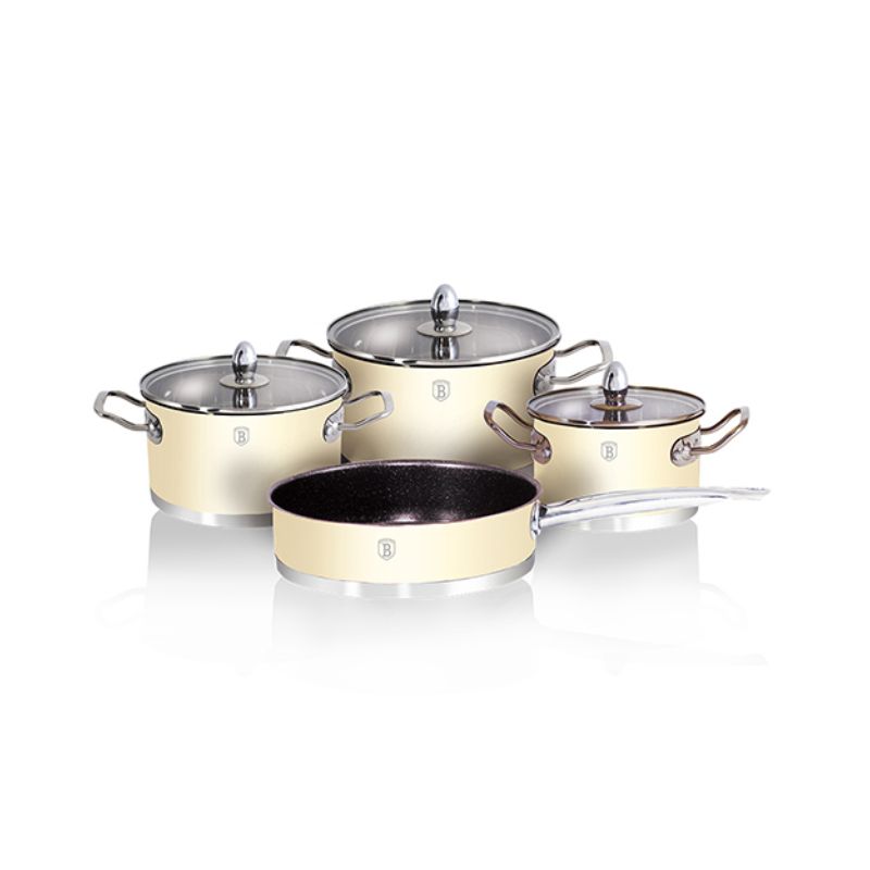 Bộ nồi Hafele Berlinger Haus 7 món màu kem 531.08.006 Bộ nồi Hafele Berlinger Haus 7 món màu kem 531.08.006