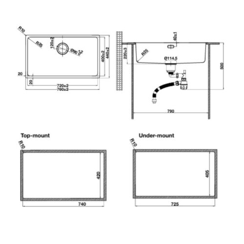 Chậu rửa bát inox 1 hố Hafele R25 HS25-SSN1S-760 567.24.482 Titan 4 kich thuoc chau rua bat inox 1 ho hafele r25 hs25 ssn1s 760 567.24.482