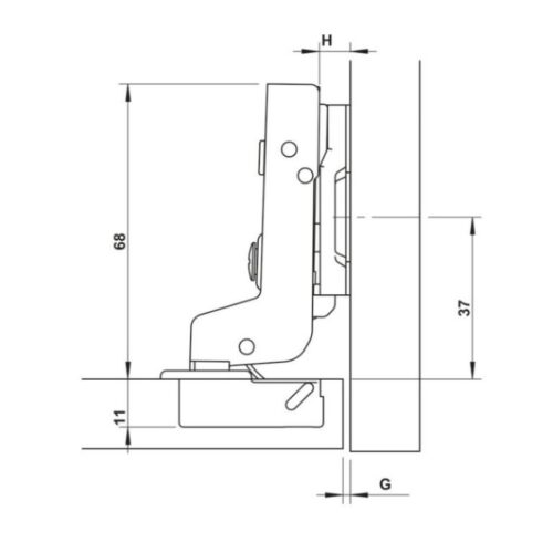 Bản lề trùm ngoài Metalla SM 110° Giảm Chấn Hafele 315.07.115 4 kich thuoc ban le giam chan lot long dyi inox 304 hafele 315 07 115