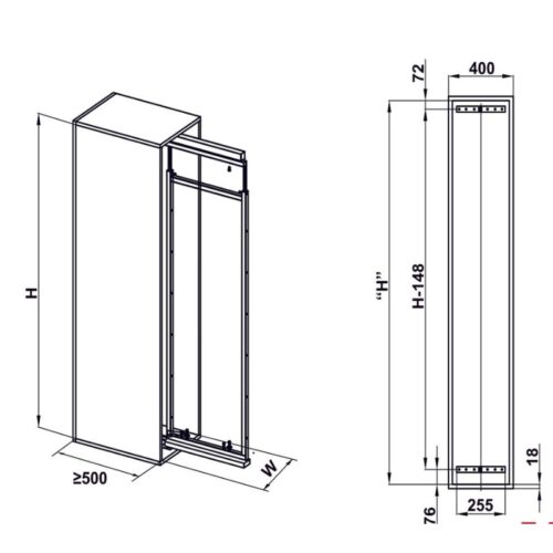 kich thuoc tu do kho canh keo dolce 400mm hafele 548.65.005