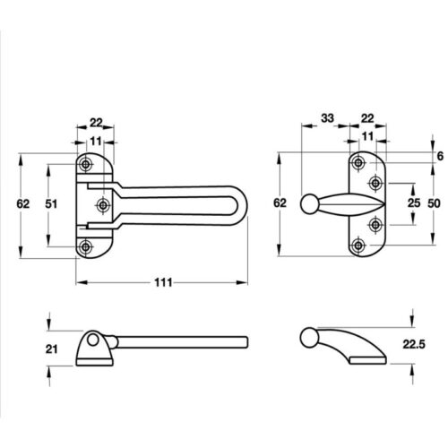 Chốt an toàn Hafele 489.15.001 5 kich thuoc chot an toan mau niken mo hafele 489.15.001